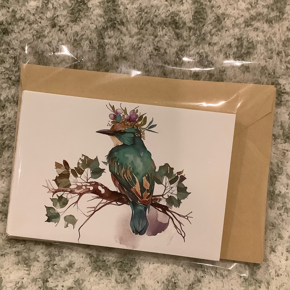 Crowned Birds Note Card Greeting Card Variety Set of 6, NWT Handcrafted